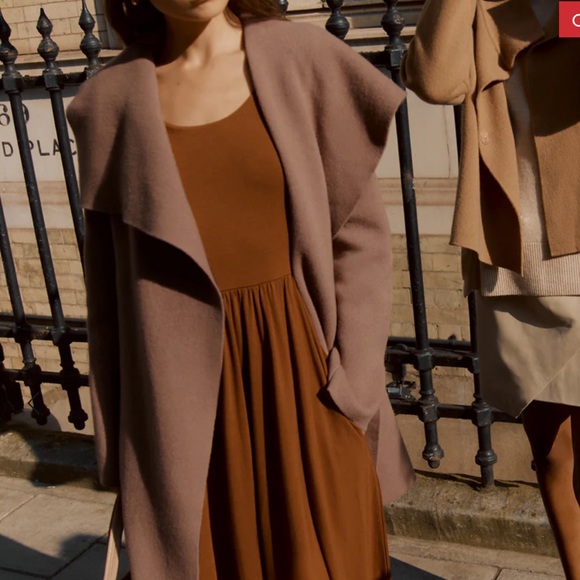 Cuyana Wool Cashmere Sweater Coat - Camel Color - Picture 4 of 9